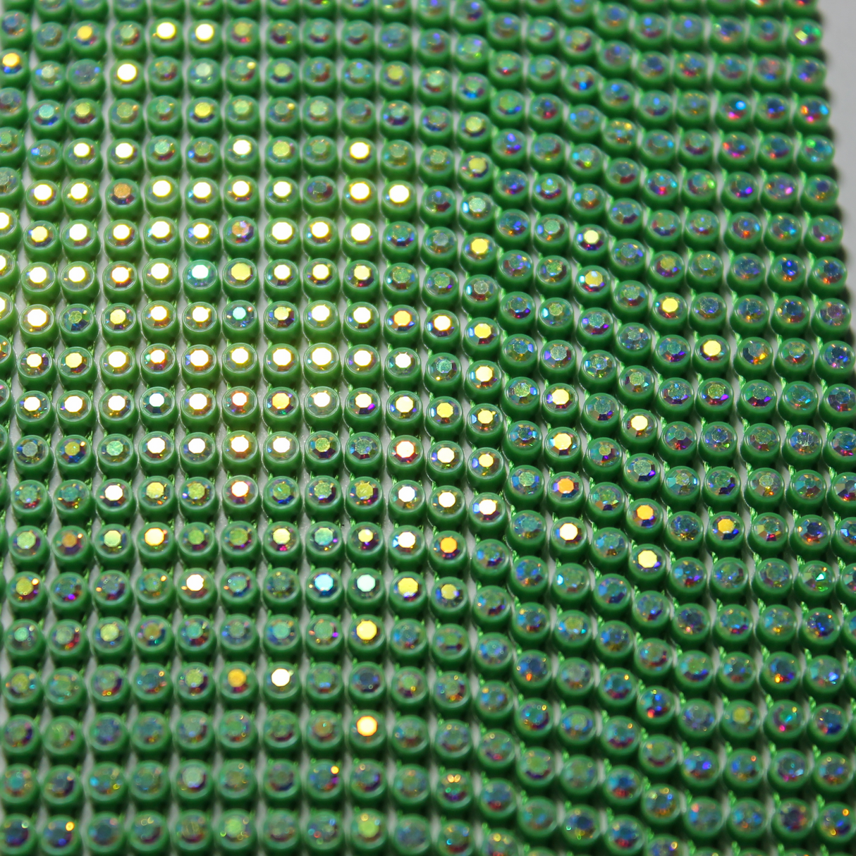 10 yrd - SS8 Green w/ Clear AB rhinestone banding - PB8G-10