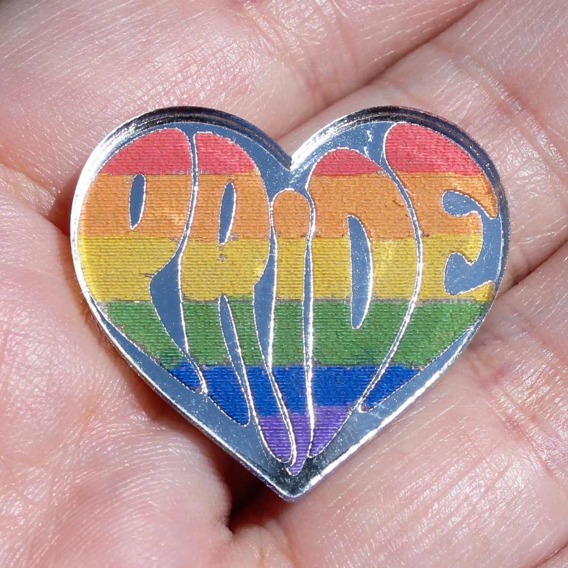 1" Pride Acrylic Mirror Heart - S26