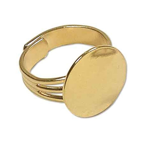 Gold Plated Adjustable Ring Blanks, 4 pieces - RB2