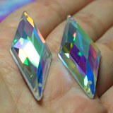 49x18mm  (1 pr) Clear AB Glass Rhombus Rhinestone -  C252