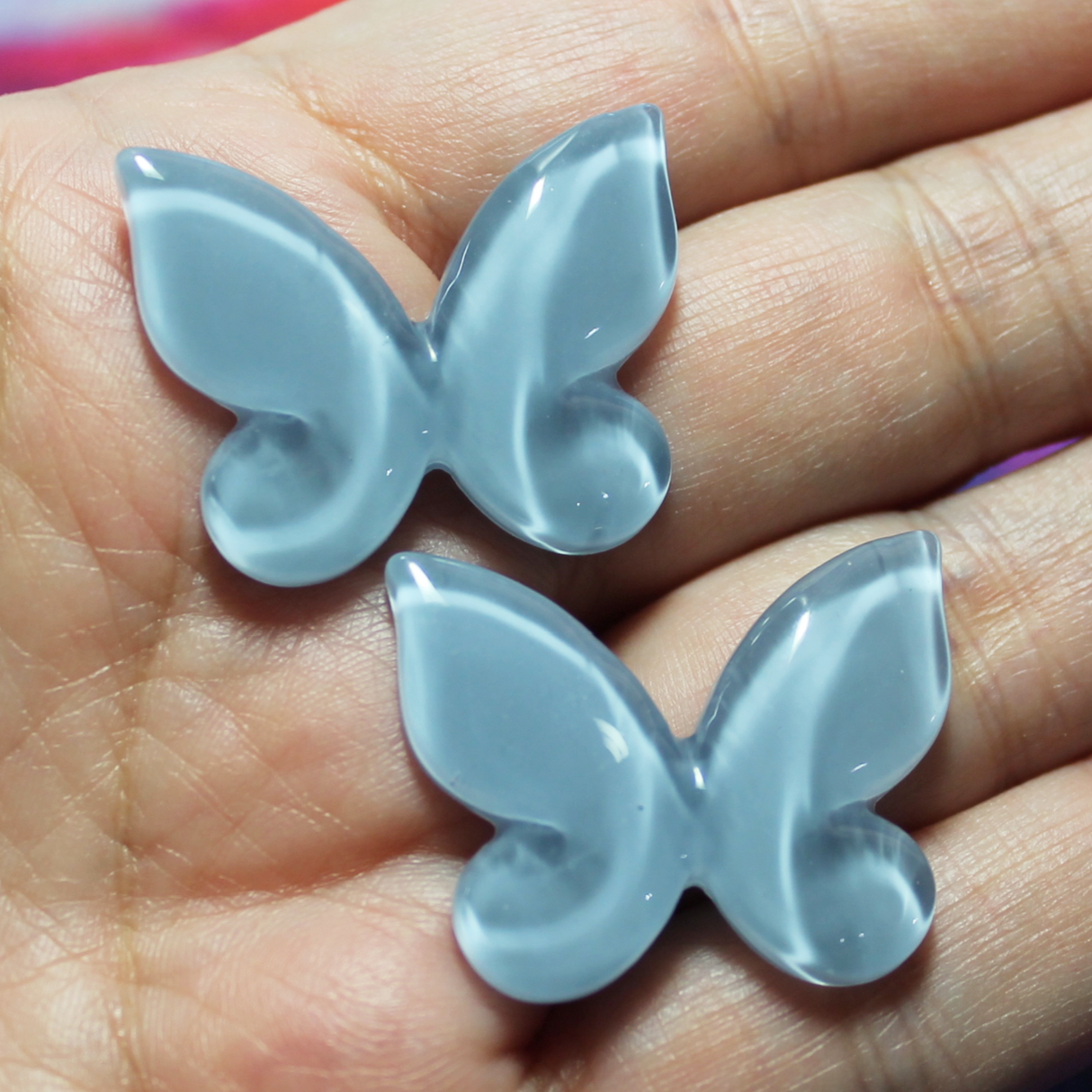 Dusty Blue Butterfly Cabochon  - S114