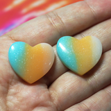 Turquoise Sands TieDye Heart Cabochon - S12