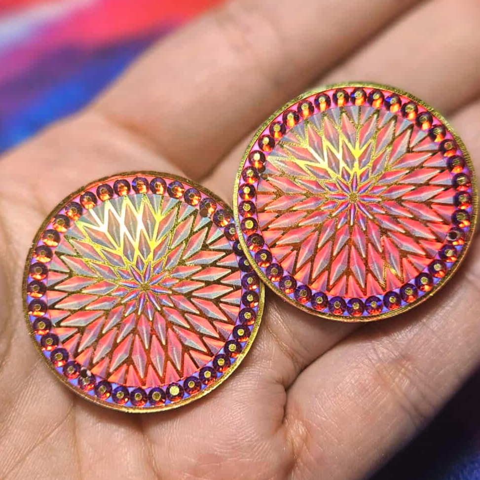 Red AB Round Starblanket Resin sew on Gems - S160
