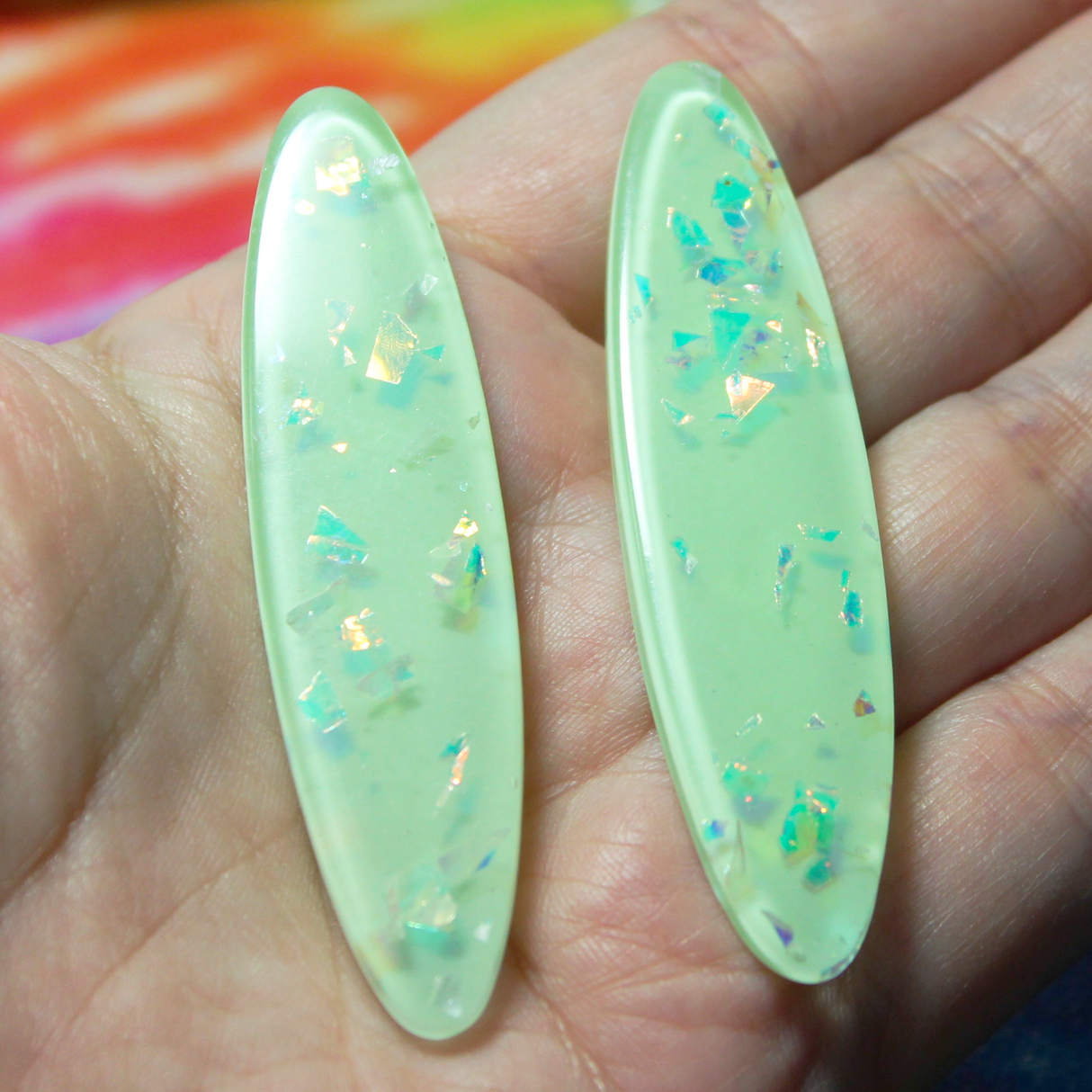 Green Resin Auntie Dazzlers  - S197