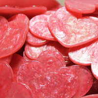 Rose Pink Glitter Pearl Heart Resin Slab - S21