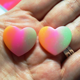 Neon TieDye Heart Cabochon - S7