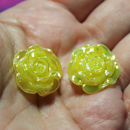 Yellow 3D Rose Cabochon Gems - S86