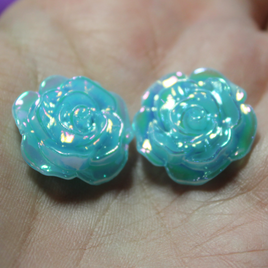 Turquoise Blue 3D Rose Cabochon Gems - S90