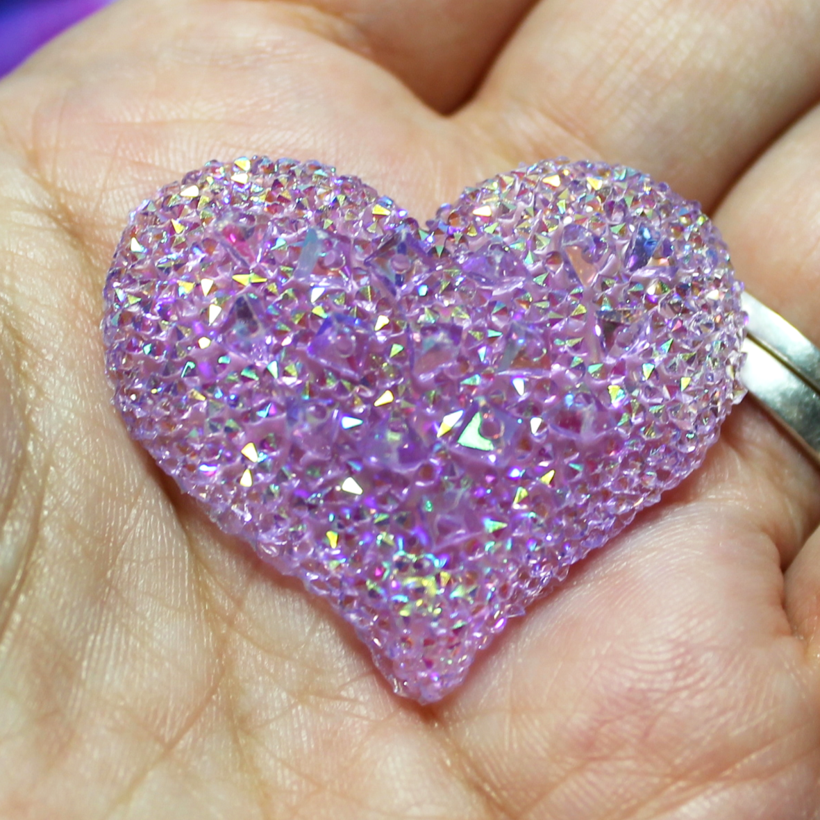 Transparent Purple Druzy Ice AB Heart Cabochon Gems - S94