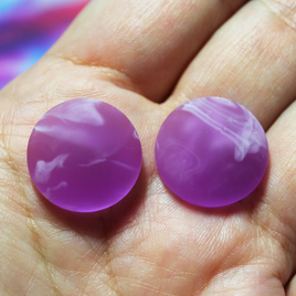 18mm Matte Round Resin Cabochon Marbled Dark Amethyst - P98