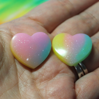 Pastel Rainbow TieDye Heart Cabochon - S9