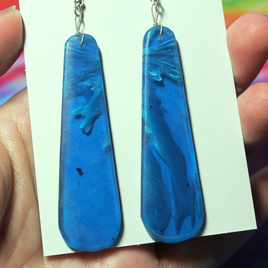 Synthetic Transparent Aqua Blue Agate Slab Earrings - SD30