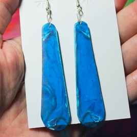 Synthetic Transparent Aqua Blue Agate Slab Earrings - SD33