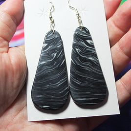 Synthetic Zebra Obsidian Slab Earrings - SD48