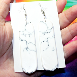 Synthetic White Buffalo Slab Earrings - SD73