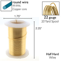 22 Gauge,  Tarnish Resistant Wire (20 yd) Gold - GW22