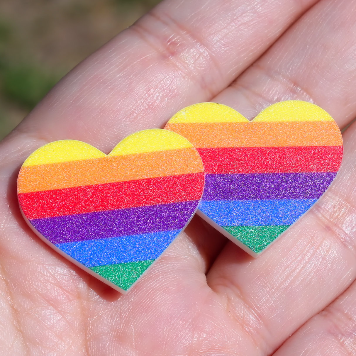 1" Pride Stripe Acrylic Hearts - S49