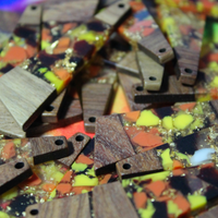 Yellow & Orange Resin & Wood Inlay Trapezoid Slabs - S37