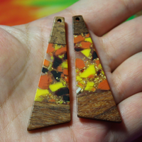 Yellow & Orange Resin & Wood Inlay Trapezoid Slabs - S37