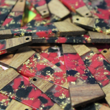 Red & Black Resin & Wood Inlay Trapezoid Slabs - S38