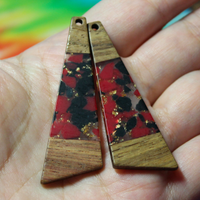 Red & Black Resin & Wood Inlay Trapezoid Slabs - S38