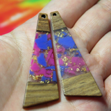 Pink & Purple Resin & Wood Inlay Trapezoid Slabs - S39