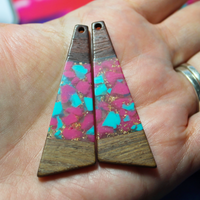 Pink & Turquoise Resin & Wood Inlay Trapezoid Slabs - S35