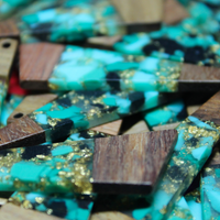 Turquoise Resin & Wood Inlay Trapezoid Slabs - S34