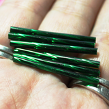 30mm Twisted Bugles - Silver Lined Dark Emerald - T30X