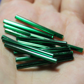 30mm Straight Bugles  - Silver Lined Green - B07