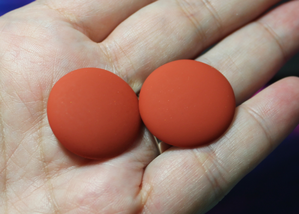 24mm Matte Round Resin Cabochon Dark Terracotta  - P78