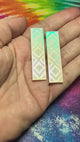 2" White Iridescent Tribal Rectangle - S117