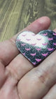 1" Batty For You - Black Holographic Heart Glitter Cabochons - S236