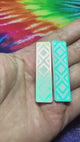 2" White Iridescent Tribal Rectangle - S117