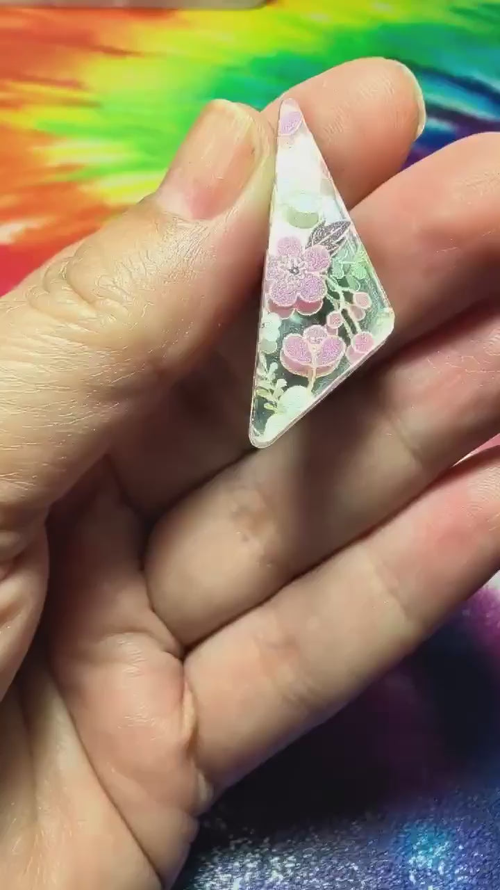 1.5" Cherry Blossom Mirror Triangle - S111
