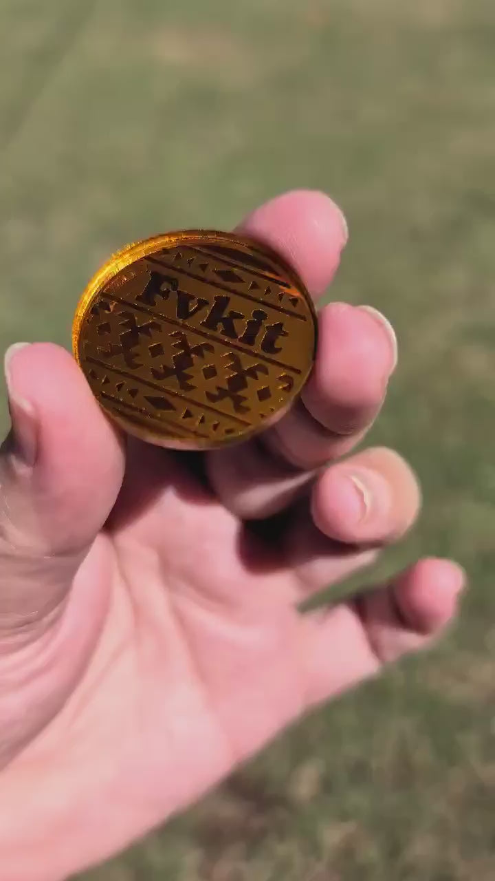 1 1/4" Fvkit Orange Mirror Circle Cabochons - P128