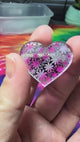 1" Pink Floral Heart Mirror Cabochon - S105