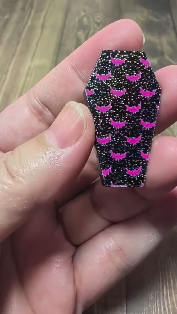 1.5" Batty For You -  Acrylic Coffin Cabochons - S208