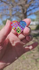 1" Neon Checkerboard Heart Mirror Cabochon - S20
