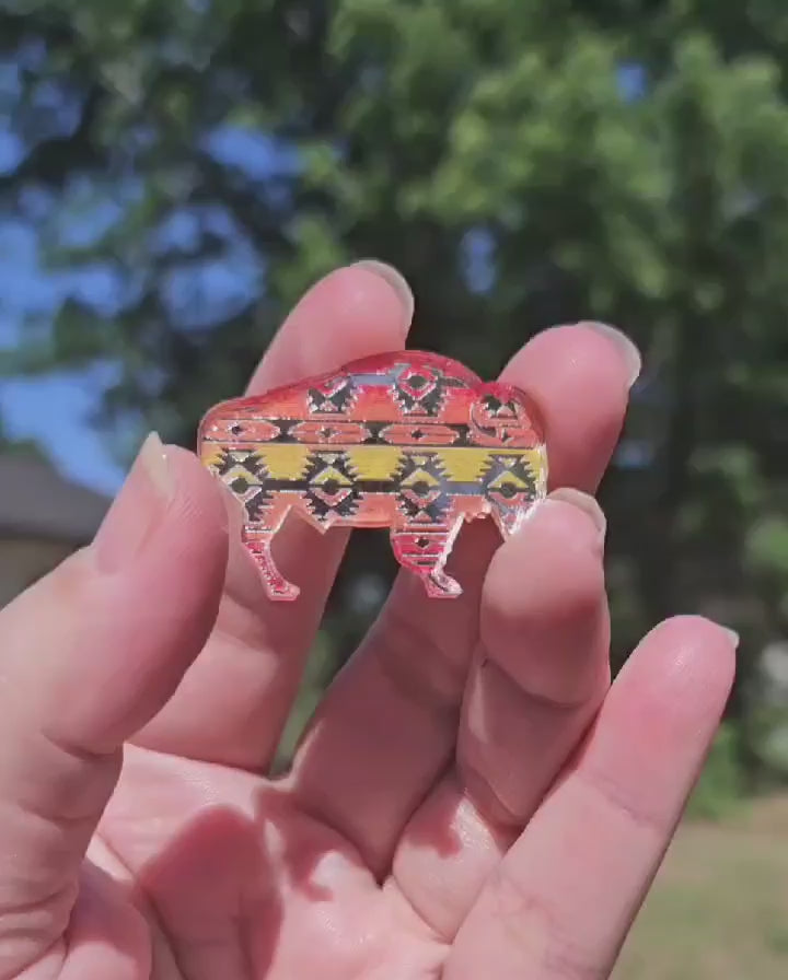 1x1.5" Fire Tatanka Acrylic Mirror - S33