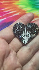 1 1/4" Bird From Beyond Holo Heart Cabochons - P140