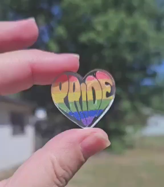 1" Pride Acrylic Mirror Heart - S26