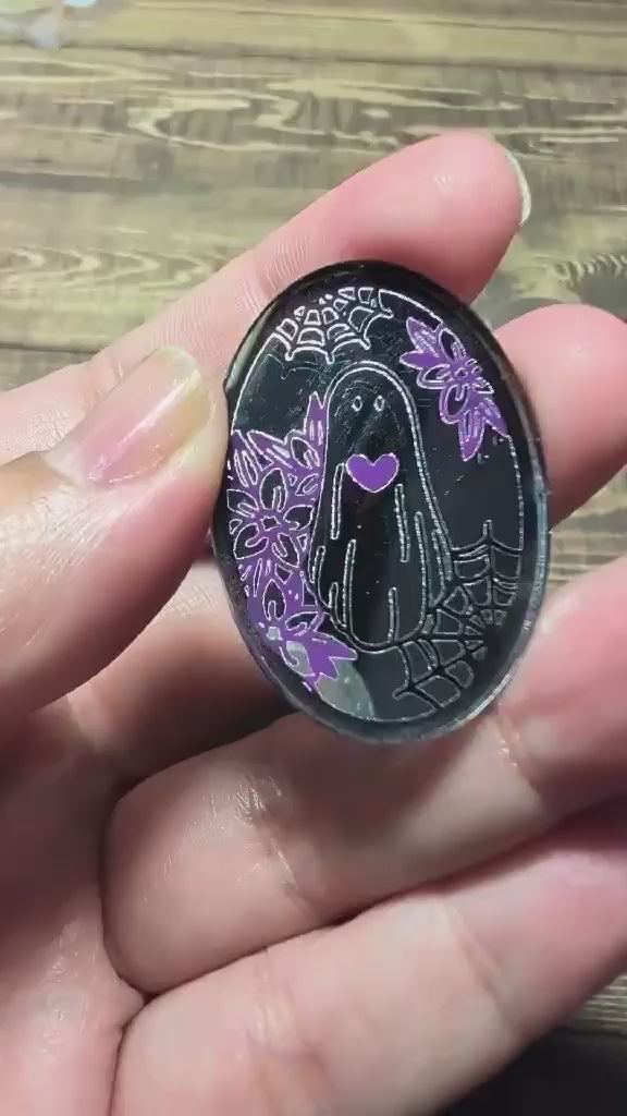 1 1/2" Boo Forever oval Mirror Cabochons - P112
