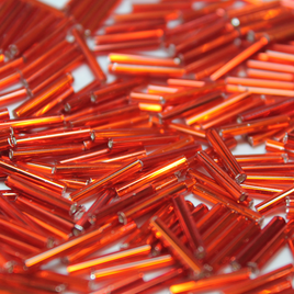 12mm Straight Bugles  - Silver Lined Red  - 11