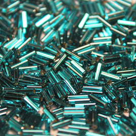 Silver Lined Dark Teal Bugles  ~ 6mm STRAIGHT 17B