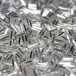 6mm Straight Bugles - Silver Lined Crystal  - 1