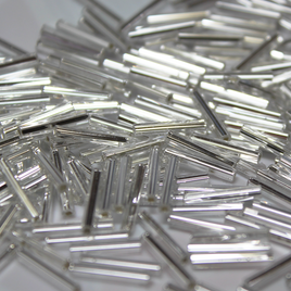12mm Straight Bugles  - Silver Lined Crystal - 1