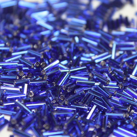 6mm Straight Bugles - Silver Lined Cobalt - 20