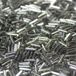 6mm Straight Bugles  - Silver Lined Gray - 21