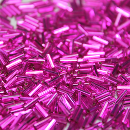 6mm Straight Bugles - Silver Lined Magenta - 23